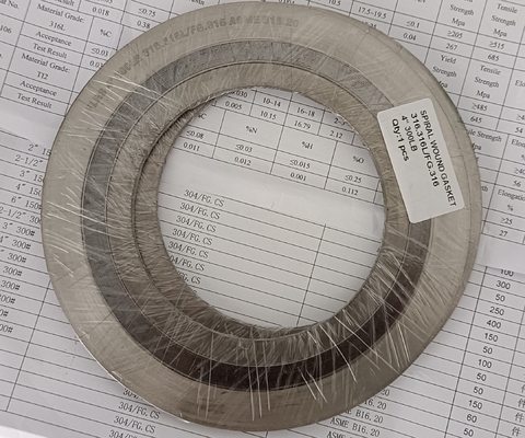 स्टेनलेस स्टील 316 बाहरी अंगूठी और आंतरिक अंगूठी ASME B16.5 Flange 3.2mm/4.5mm के लिए सर्पिल घाव गास्केट